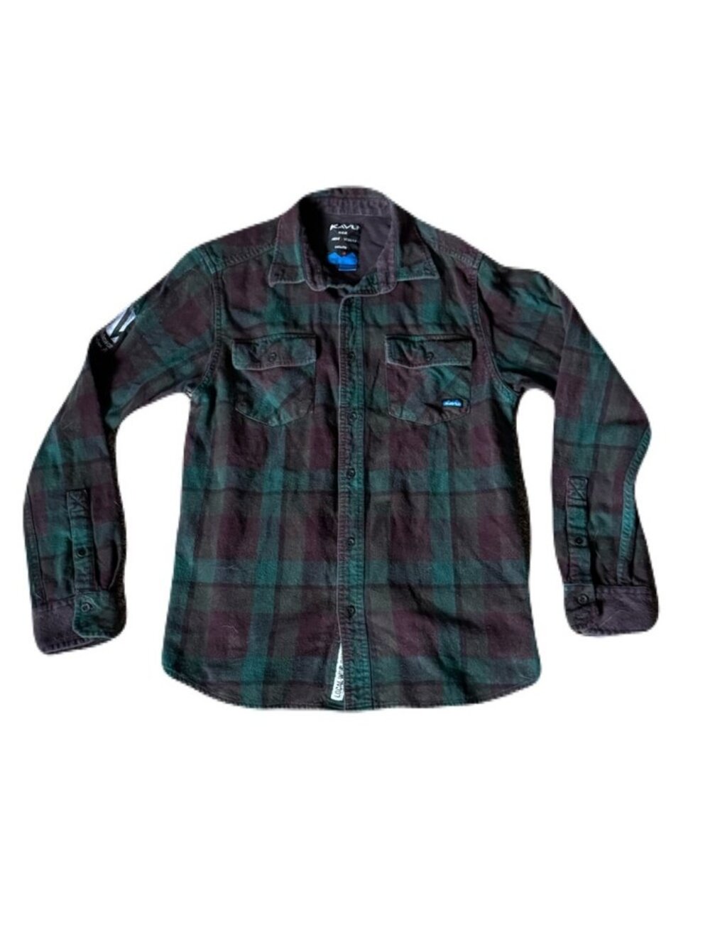 Kavu Mens Plaid Flannel Long Sleeve Button Up Shirt Western Grunge Casual Size M